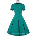 Belle Poque Stock Kurzarm Bogen-Knoten dekoriert Licht Sea Green Vintage Party Kleid BP000068-3